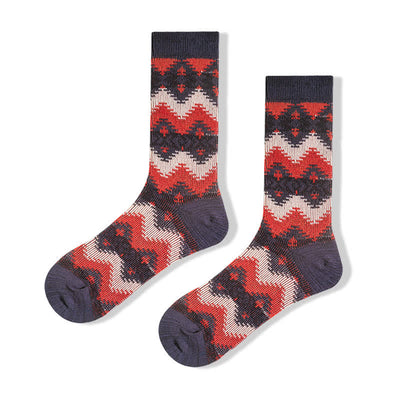 Bright Tribal Wave Pattern Cotton Crew Socks