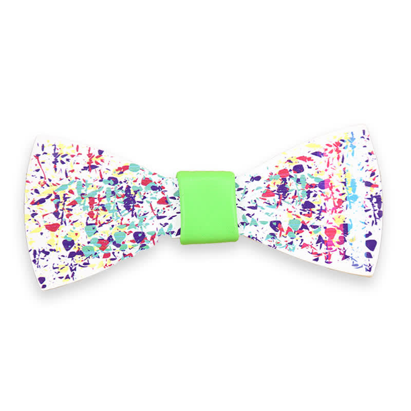 Men's Artistic Paint Splatter Wooden Bow Tie