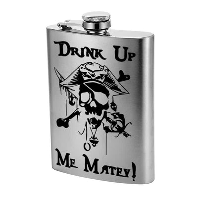 2-10 oz Pirate Skull Drink Laser Pattern Stainless Steel Portable Flask