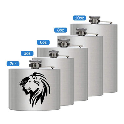 2-10 oz Jesus Christ Lion Head Laser Pattern Stainless Steel Portable Flask