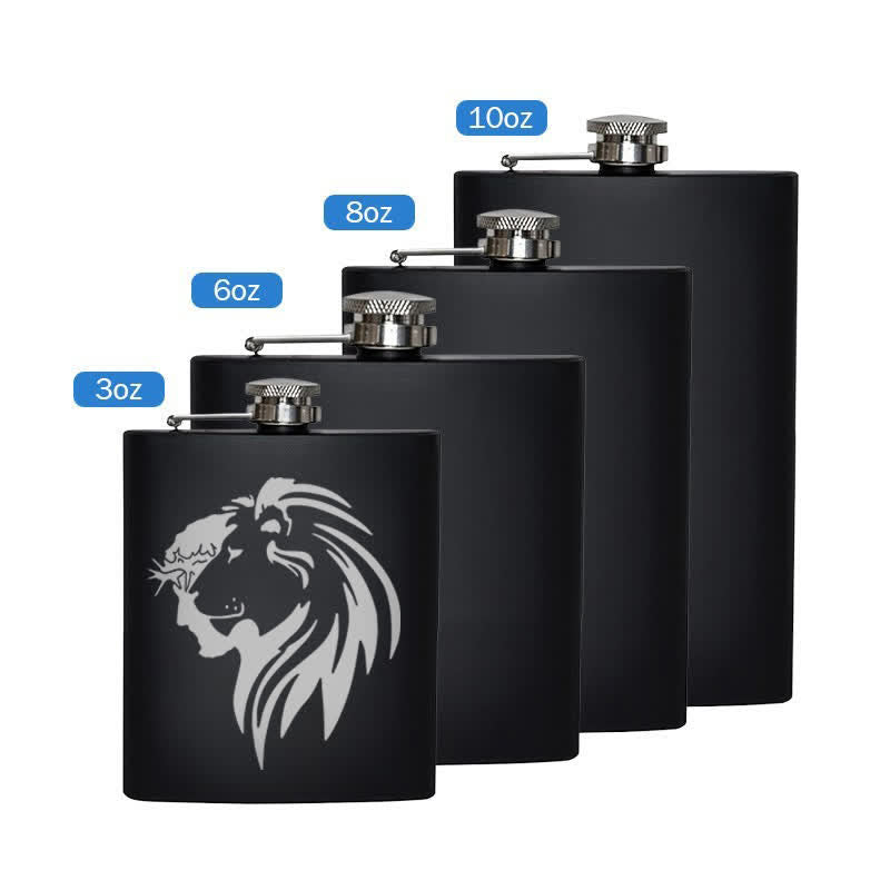 2-10 oz Jesus Christ Lion Head Laser Pattern Stainless Steel Portable Flask