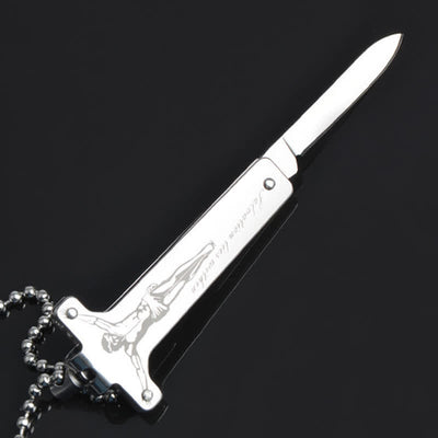 Mini Creative Jesus Holy Cross Pendant Folding Knife Necklace