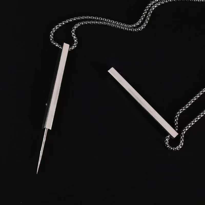 Portable Steel Needle Fashion Rectangle Pendant Necklace