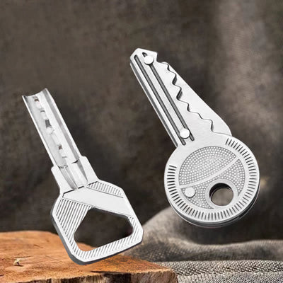 Compact Mini Folding Knife Key Shape Keychain