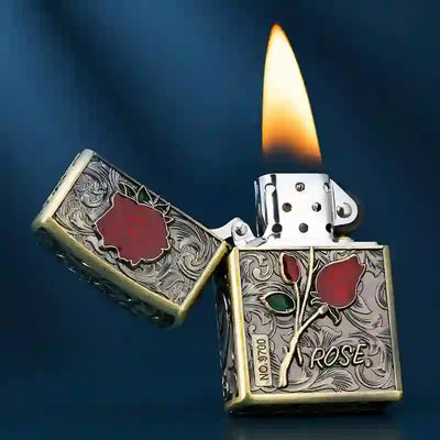 Rose DIY Hidden Knife Belt Buckle Lighter Ghost Goat Ring Bundle Set