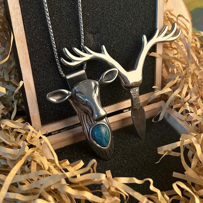 Deer Skull Turquoise Multi-function EDC Tool Pendant Belt Buckle (Pre-Sale)