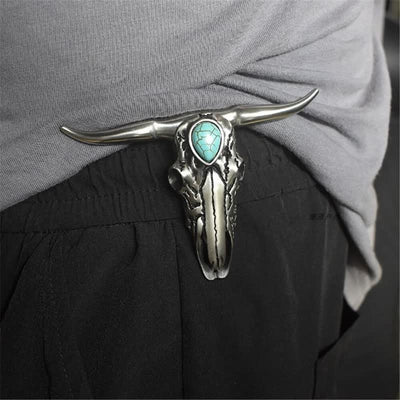 Longhorn Skull Turquoise Multi-function EDC Tool Pendant Belt Buckle