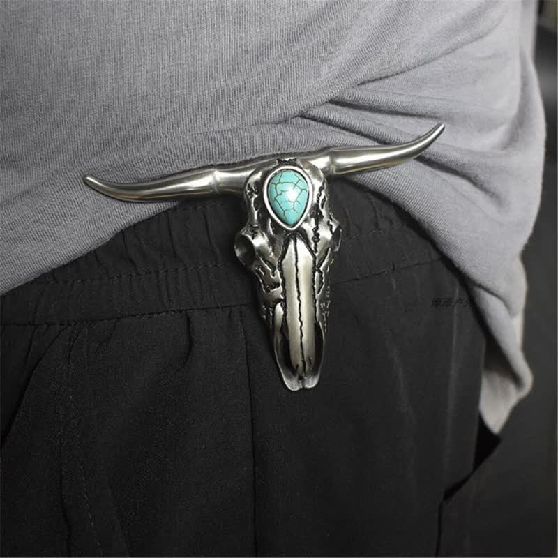 Longhorn Skull Turquoise Multi-function EDC Tool Pendant Belt Buckle (Pre-Sale)