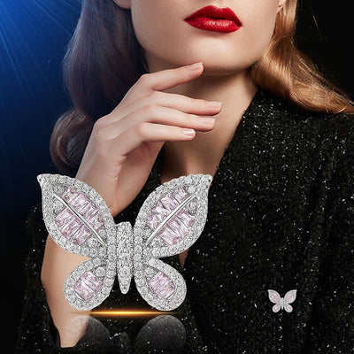 Women's Sweet Ice Pink Butterfly Style Magnetic Brooch