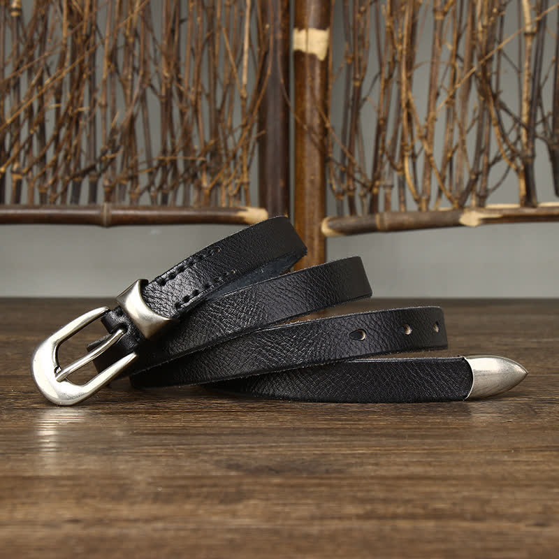 Women's Retro Narrow Skinny Waistband Leather Belt