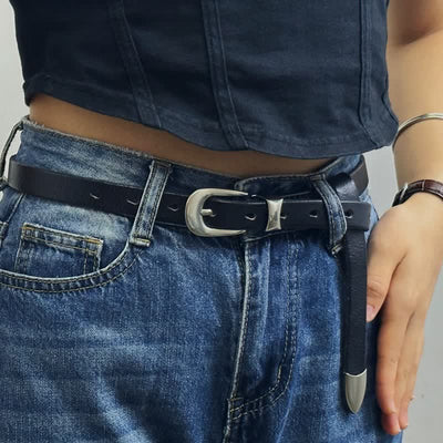 Women's Retro Narrow Skinny Waistband Leather Belt