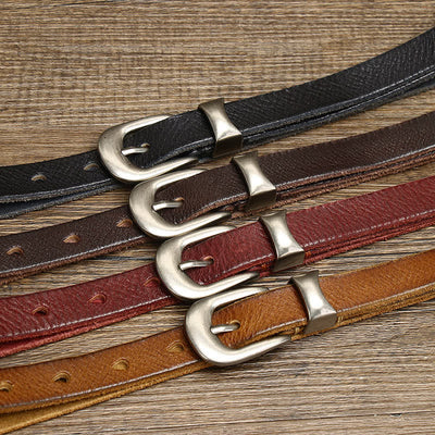 Women's Retro Narrow Skinny Waistband Leather Belt