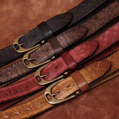 Personalized Diamond Embossed Thicken Leather Belt