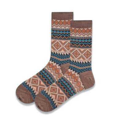 Casual Geometric Colorful Knit Cotton Crew Socks