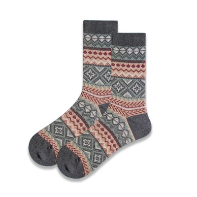 Casual Geometric Colorful Knit Cotton Crew Socks