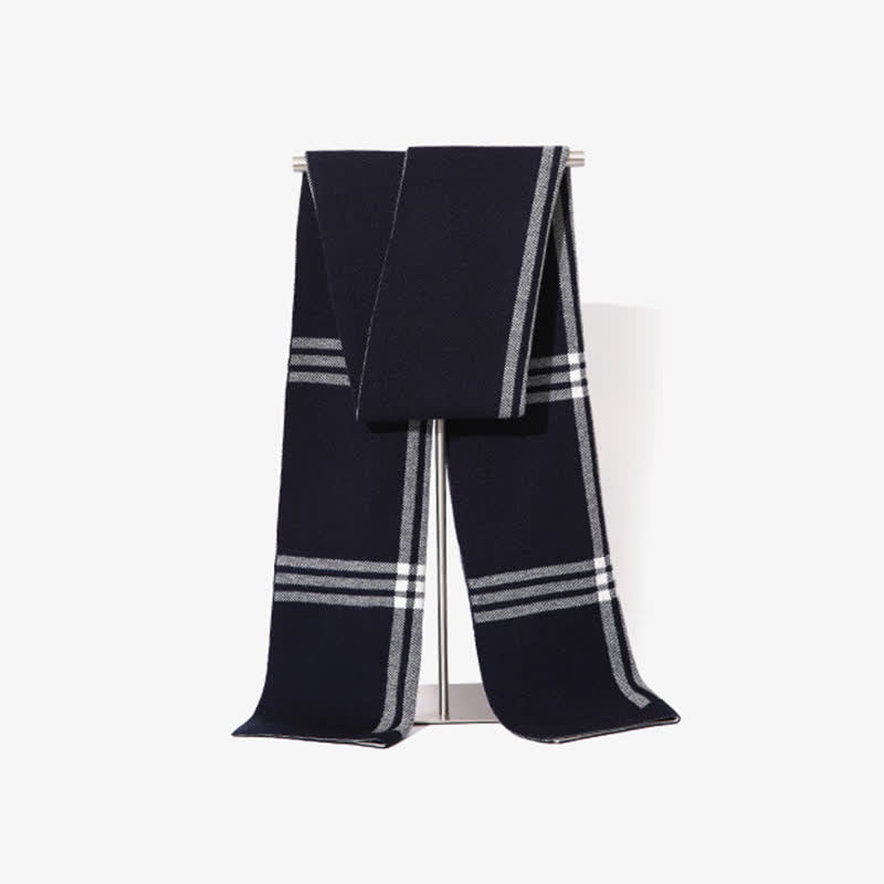 Men's Simple Striped & Plaid Patterned Wool Scarf