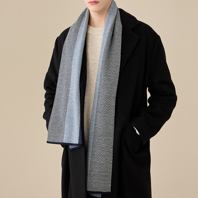 Men's Luxurious Herringbone Cozy Soft Wool Scarf