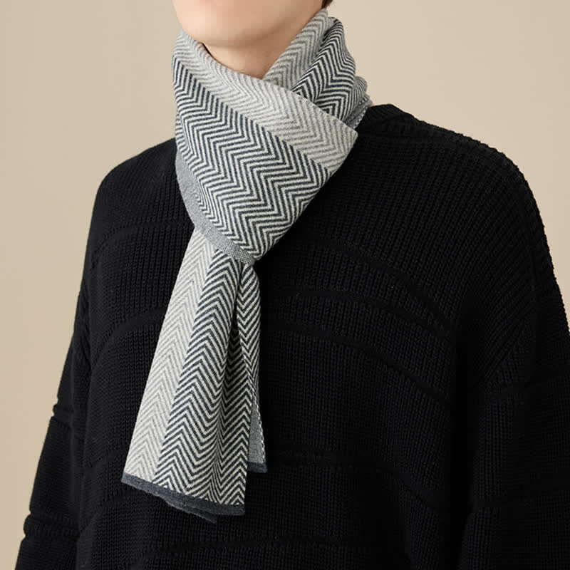 Men's Luxurious Herringbone Cozy Soft Wool Scarf