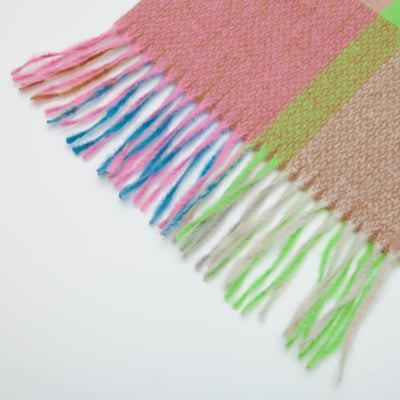 Unisex Rainbow Plaid Thickened Winter Fringe Scarf