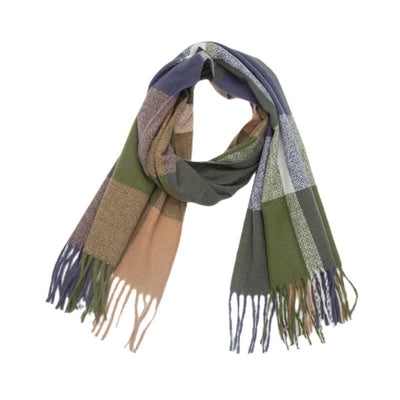 Unisex Rainbow Plaid Thickened Winter Fringe Scarf