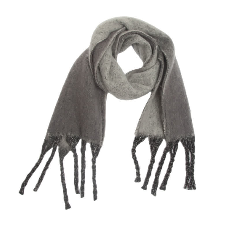 Unisex Gradient Color Tassels Cold Weather Roving Scarf