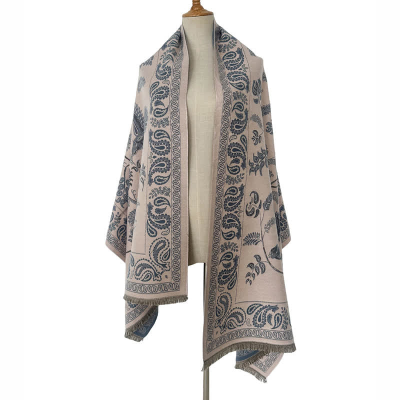 Unisex Elegance Paisley Flying Birds Pattern Scarf