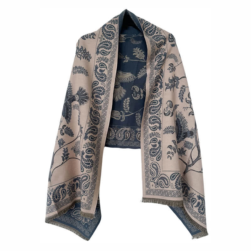 Unisex Elegance Paisley Flying Birds Pattern Scarf