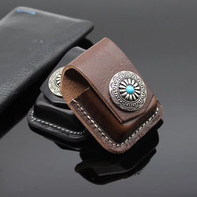 Indian Turquoise Lighter Holder Leather Belt Bag