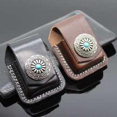 Indian Turquoise Lighter Holder Leather Belt Bag