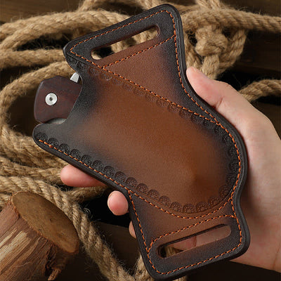 Brown Tool Carrier Folding Knife Sheath Leather Belt Bag