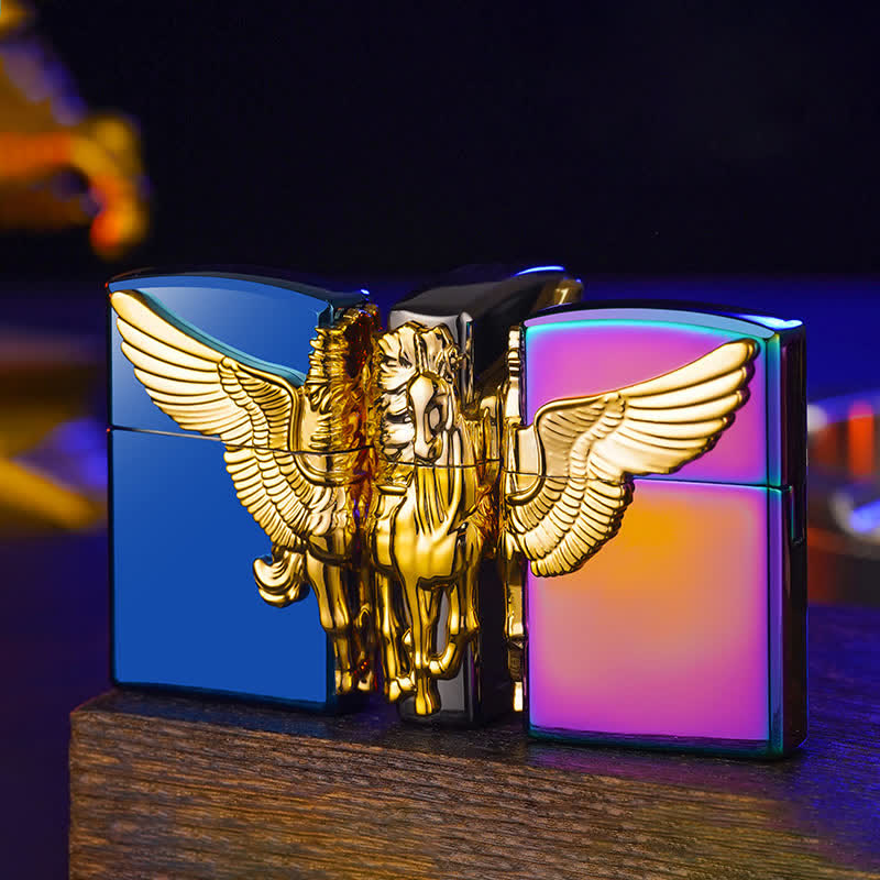 Three Sides 3D Relief Pegasus Refillable Butane Lighter