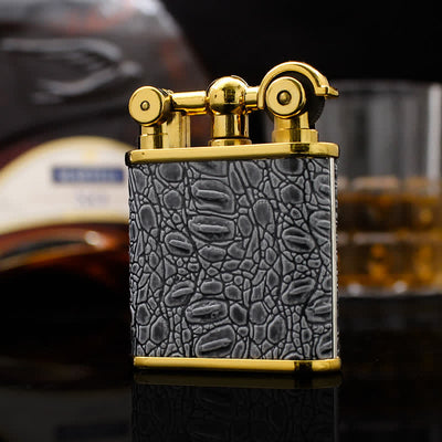 Adjustable Open Flame Faux Leather Refillable Butane Lighter