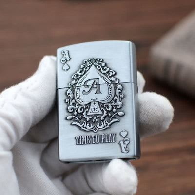 Lucky ACE Poker Relief Design Refillable Butane Lighter