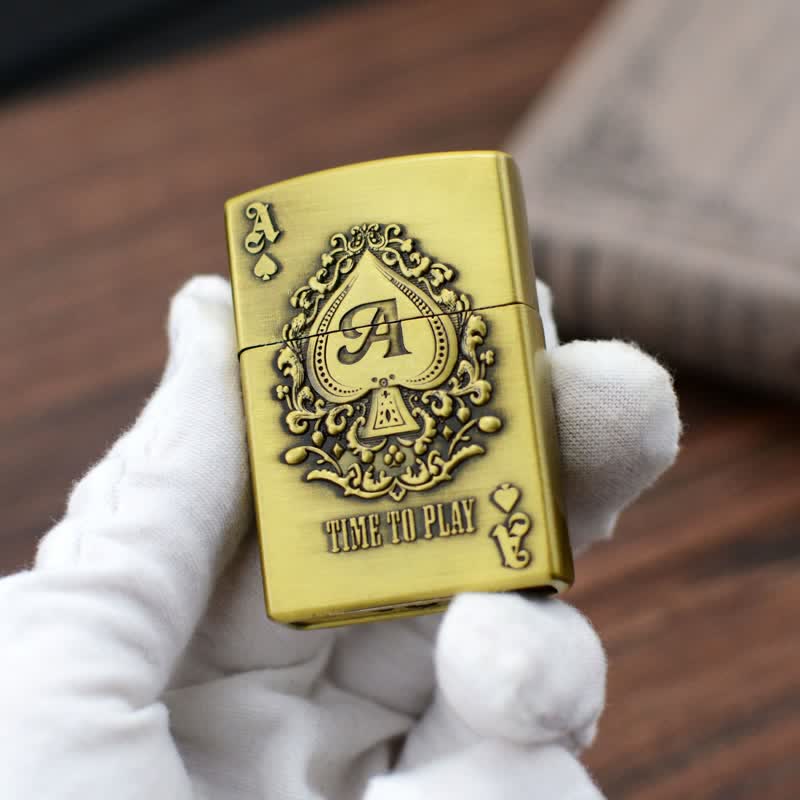 Lucky ACE Poker Relief Design Refillable Butane Lighter