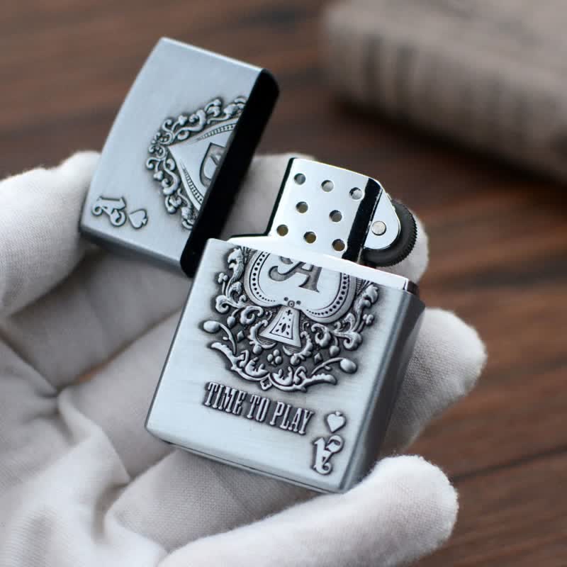 Lucky ACE Poker Relief Design Refillable Butane Lighter