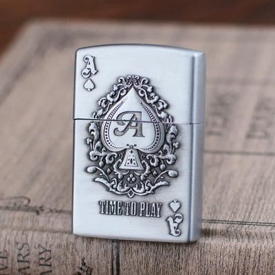 Lucky ACE Poker Relief Design Refillable Butane Lighter