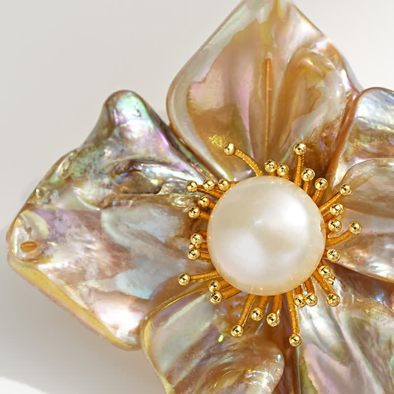 Women's Baroque Pearl Asymmetric Flower Brooch