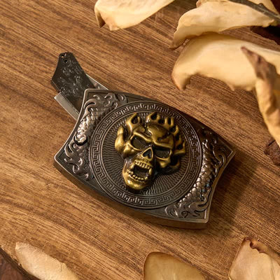 Western Gadget DIY Hidden Knife Buckle Longhorn Bull Pendant Bundle Set