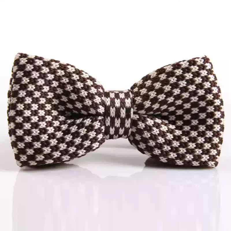 Men's Hound's Tooth Check Knitted Bow Tie