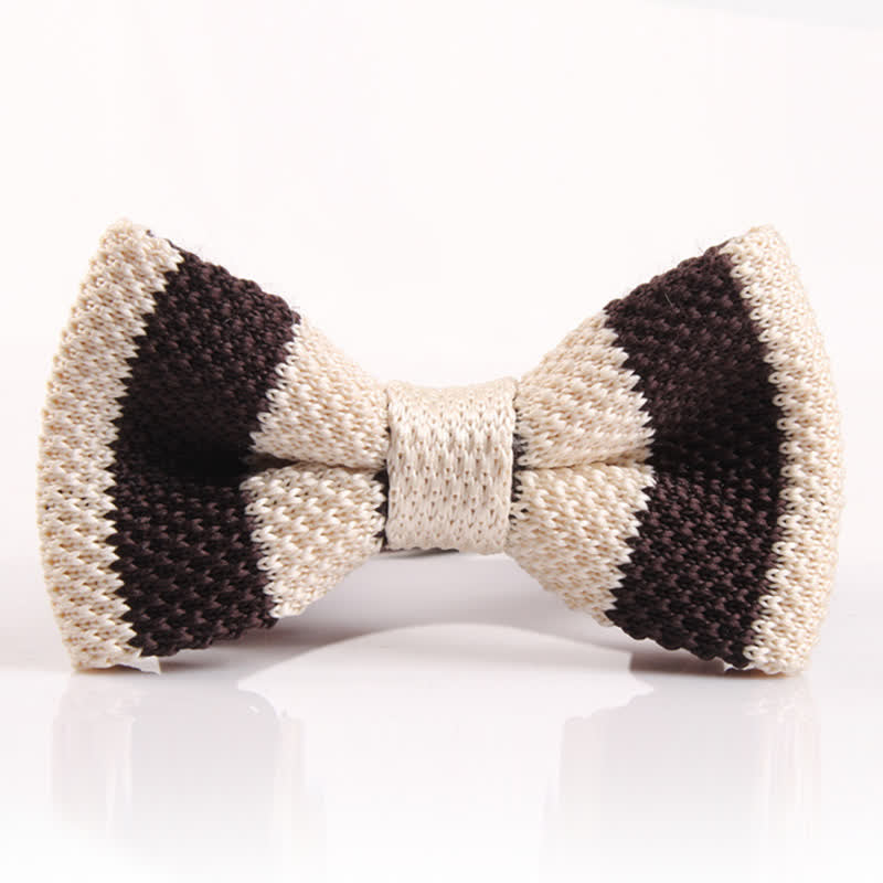 Men's Double Color Match Striped Knitted Bow Tie