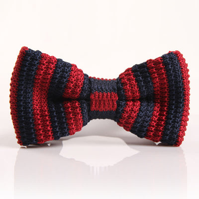 Men's Double Color Match Striped Knitted Bow Tie