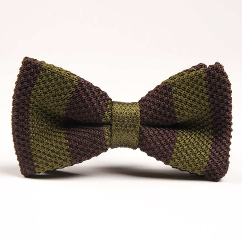 Men's Double Color Match Striped Knitted Bow Tie