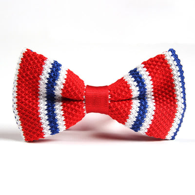 Men's Three Color Match Striped Knitted Bow Tie