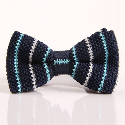 Men's Three Color Match Striped Knitted Bow Tie