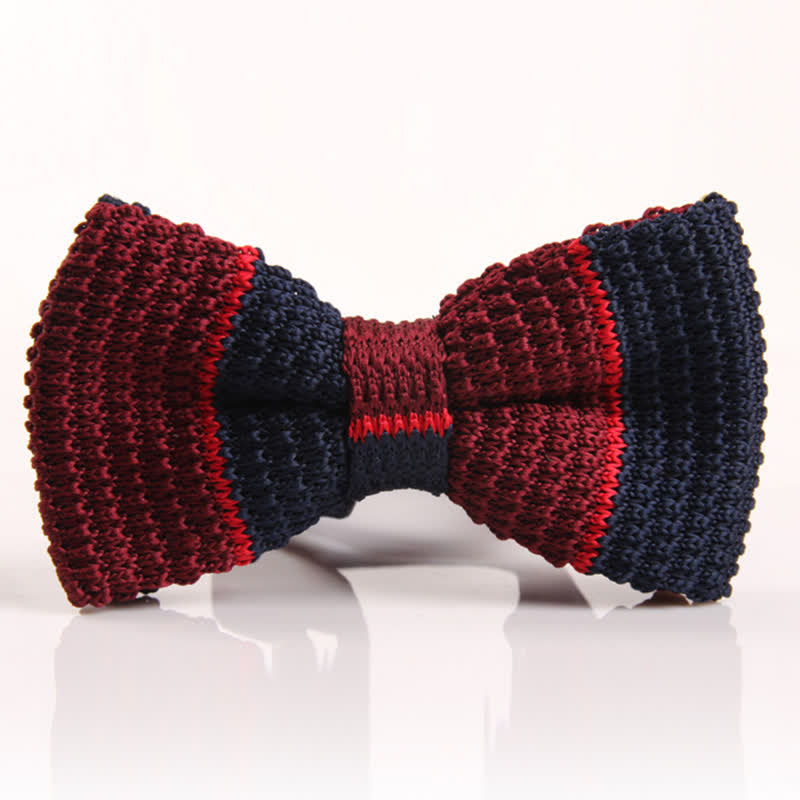 Men's Three Color Match Striped Knitted Bow Tie