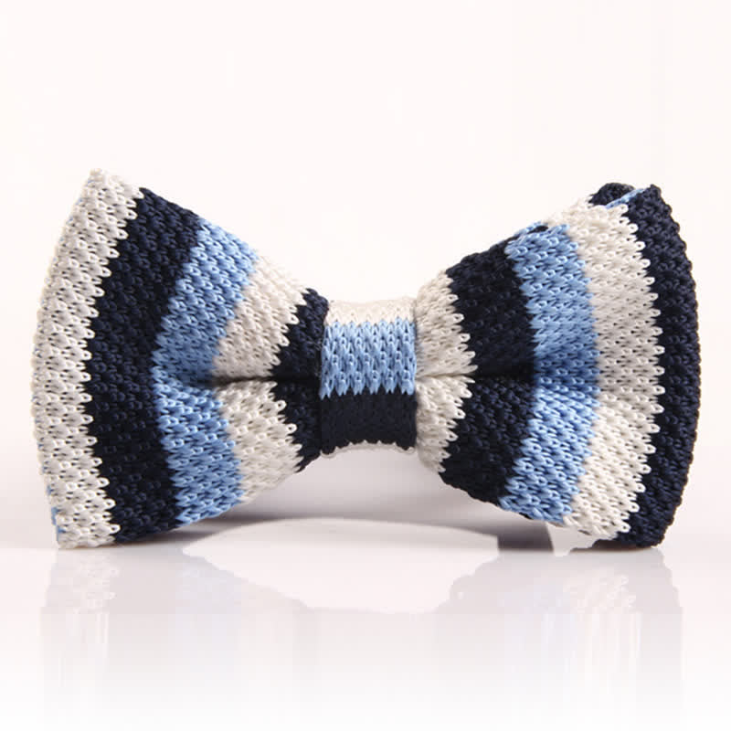 Men's Three Color Match Striped Knitted Bow Tie