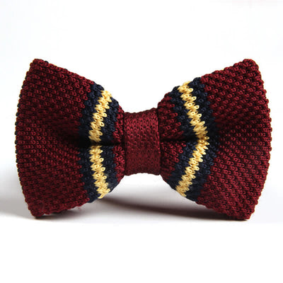 Men's Three Color Match Striped Knitted Bow Tie