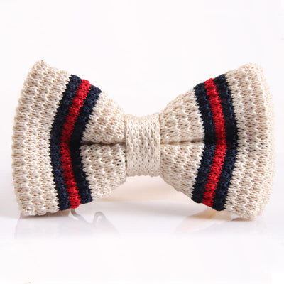 Men's Three Color Match Striped Knitted Bow Tie