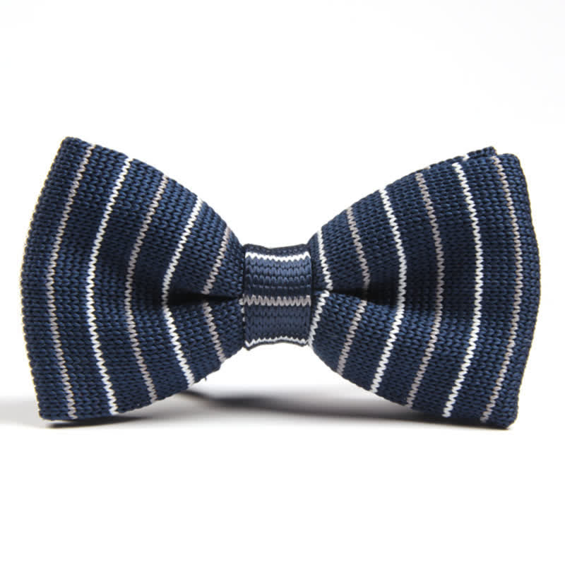 Men's Simple Striped Pattern Knitted Bow Tie