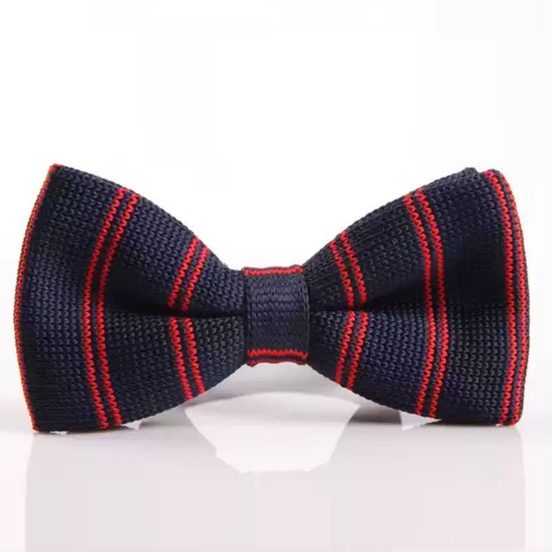 Men's Simple Striped Pattern Knitted Bow Tie